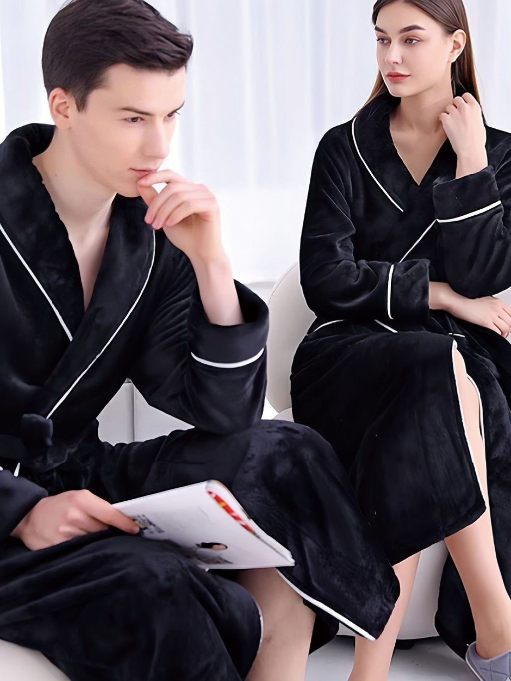 Thickened Extended Length Flannel Couples Robe Womens Winter Pajamas Bath Gown Bathrobe Mens Autumn Coral Loungewear