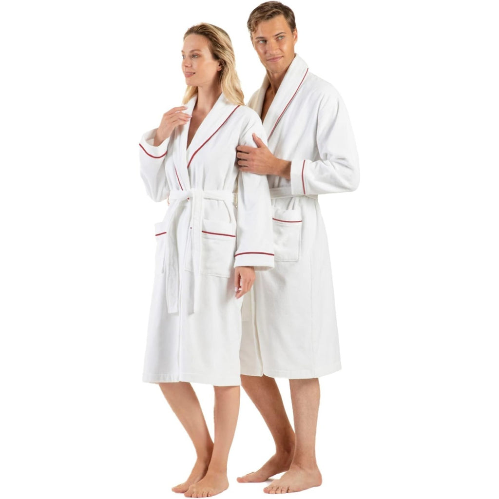 English Home Premium Cotton Dressing Gown for Women Men 1 Piece, Lightweight Mens Robe, Unisex Bathrobe, Super Soft Terry Towel Ladies Spa Robe, Birthday Gifts for Women, Man, White