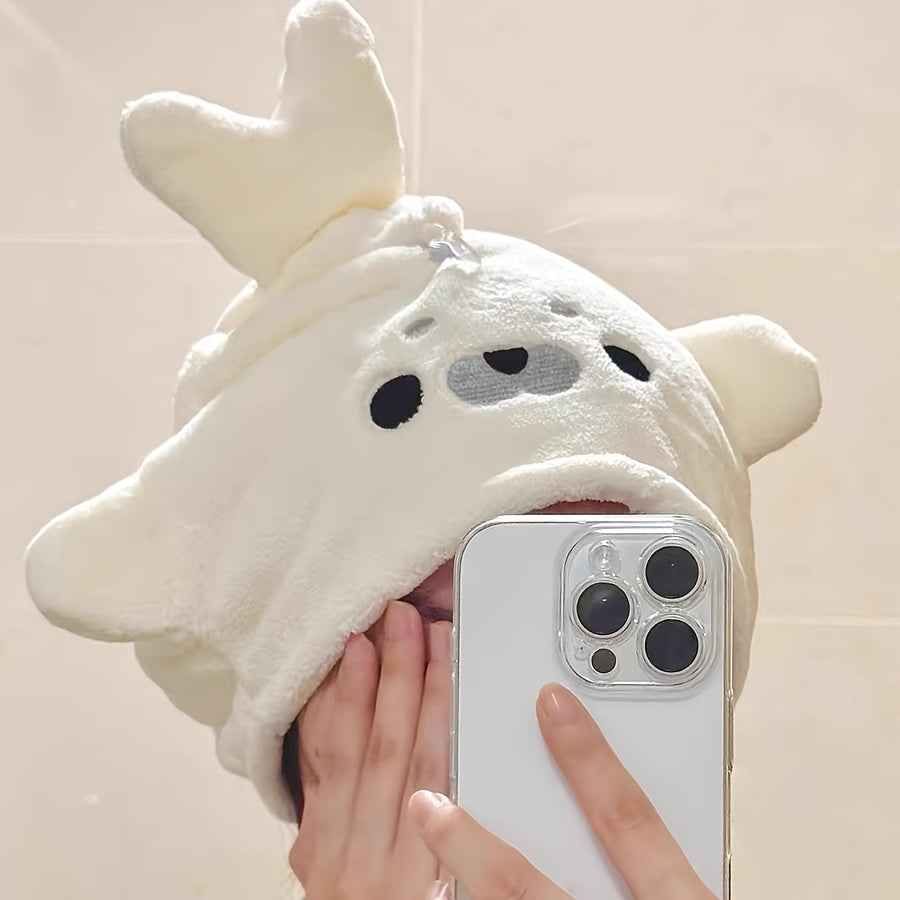 2pcs Cute Seal-Shaped Hair Towel Cap | Coral Fleece Quick-Dry Swim Cap Suitable for Shower, Bath, Swimming, Spa - Adorable Seal Design Hair Drying Wrap, Polyester