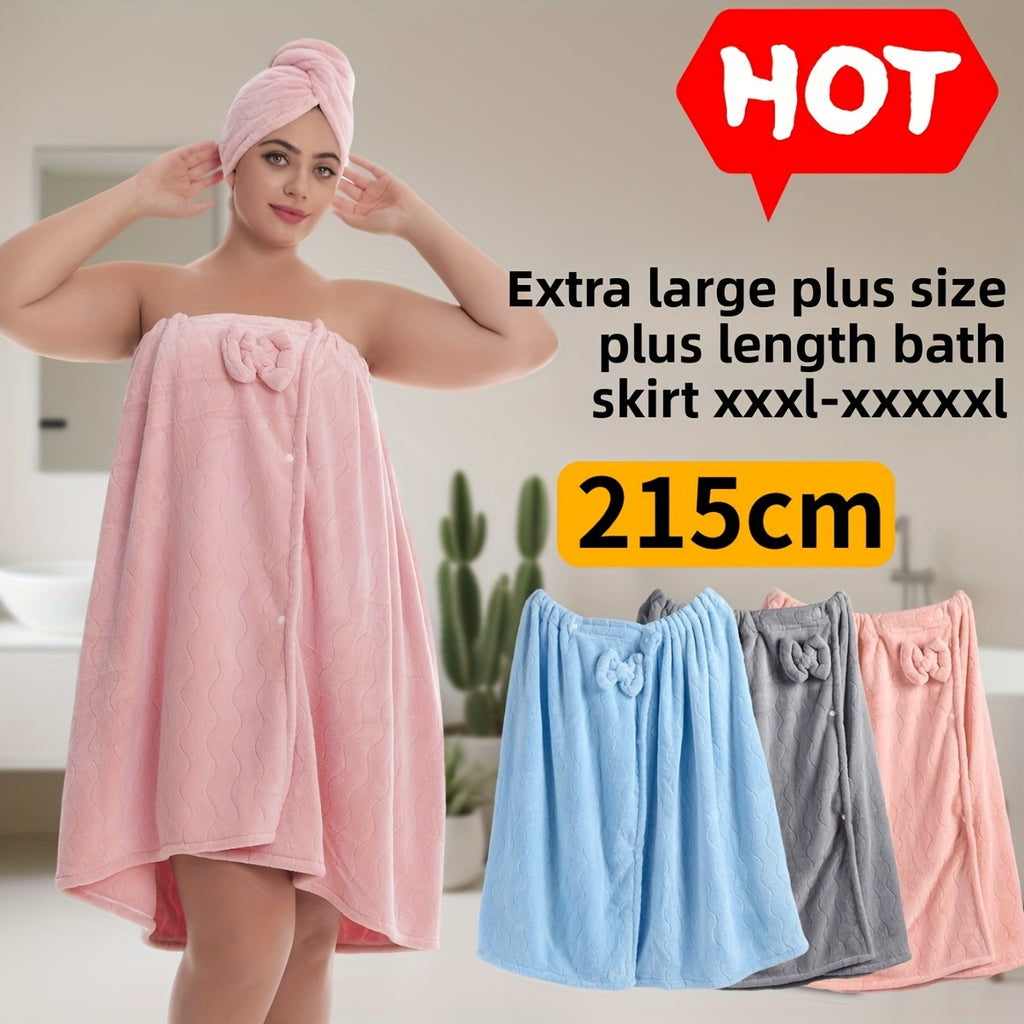 3pcs Luxury Bathrobe & Hair Dryer Cap Set - Extra Large Quick-Dry Bathrobe (S-XXXXL, up to XXL), Heavyweight 350gsm Coral fleece Spa Robe with Hooded Design, Soft Absorbent Towels for Home, Travel, Sauna, Salon - Elegant Post-Shower Wrap in Pastel C