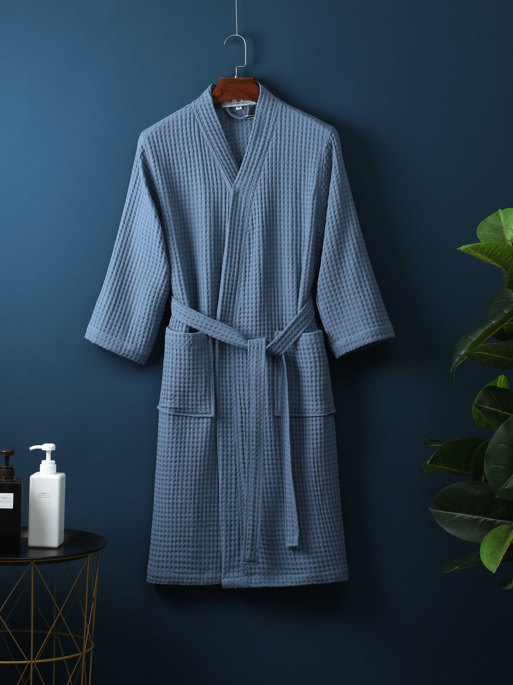 Comfy Waffle Knit Bathrobe for Men & Women | Lightweight, Soft, Breathable, Quick Dry, V-neck, Long Sleeve, Belted, All-season
