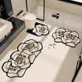 3pcs Premium Elegant Floral Bathroom Toilet Mat Set, Non-slip, Multifunctional, Quick-drying, Absorbent, Diatomite Bathroom Door Mat, Holiday Gift, Light Luxury