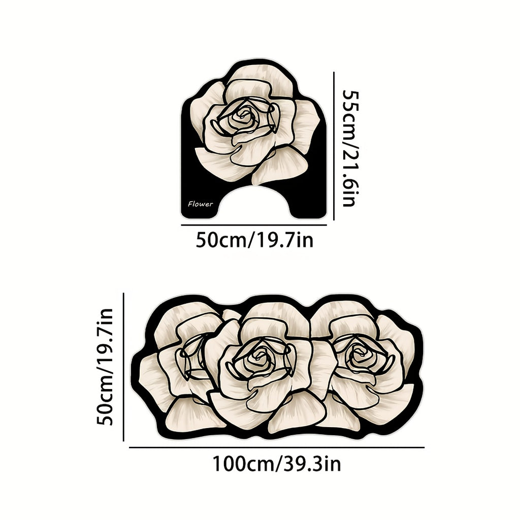 3pcs Premium Elegant Floral Bathroom Toilet Mat Set, Non-slip, Multifunctional, Quick-drying, Absorbent, Diatomite Bathroom Door Mat, Holiday Gift, Light Luxury