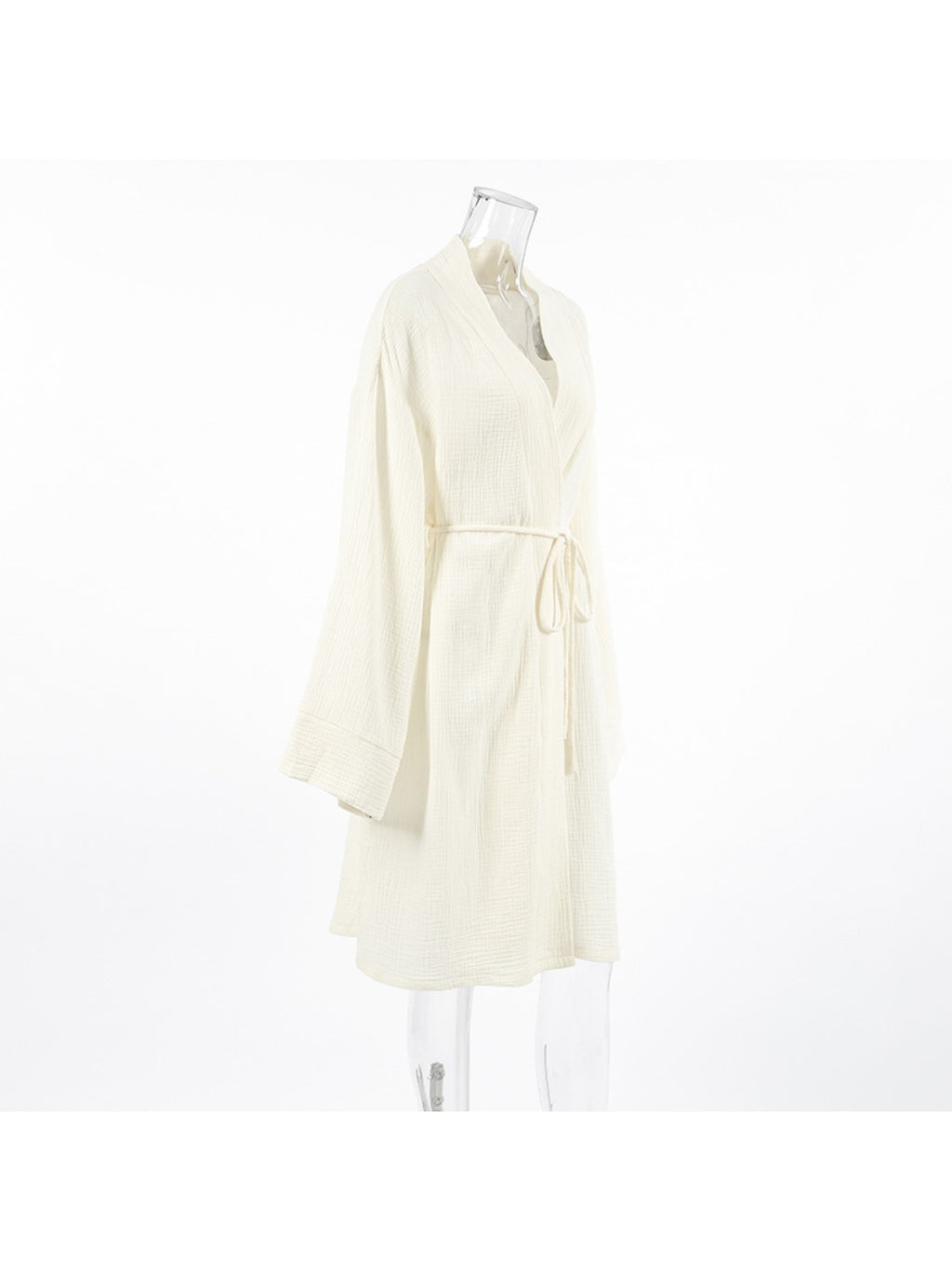 New Breathable Comfortable Lace-Up Long Sleeve Robe Loose Pajamas Autumn Homewear for Women