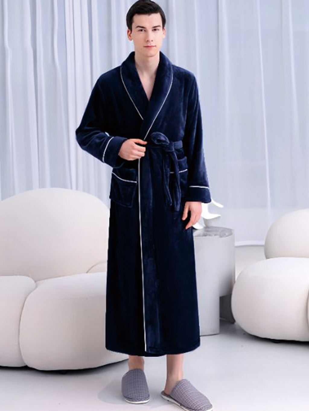 Thickened Extended Length Flannel Couples Robe Womens Winter Pajamas Bath Gown Bathrobe Mens Autumn Coral Loungewear