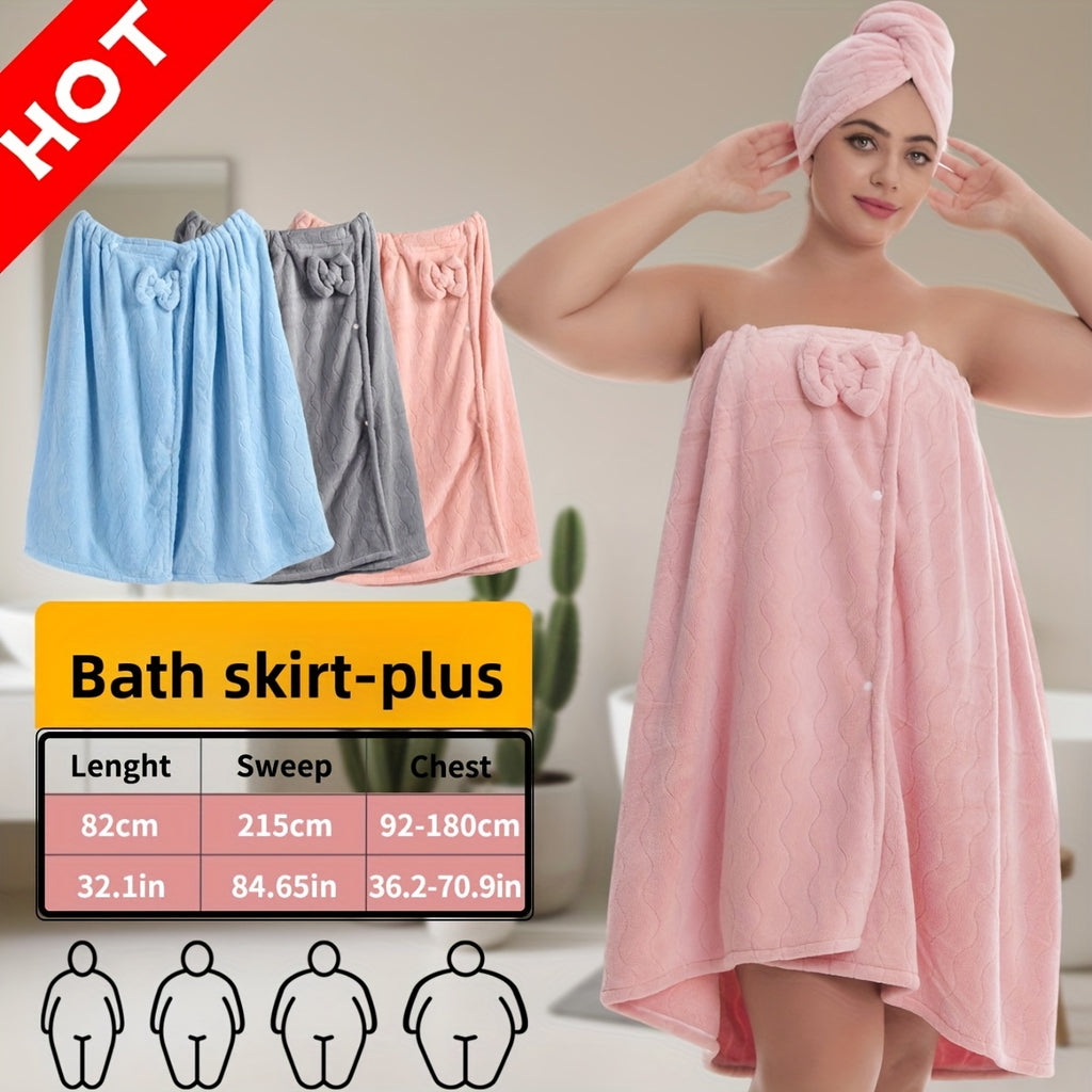 3pcs Luxury Bathrobe & Hair Dryer Cap Set - Extra Large Quick-Dry Bathrobe (S-XXXXL, up to XXL), Heavyweight 350gsm Coral fleece Spa Robe with Hooded Design, Soft Absorbent Towels for Home, Travel, Sauna, Salon - Elegant Post-Shower Wrap in Pastel C