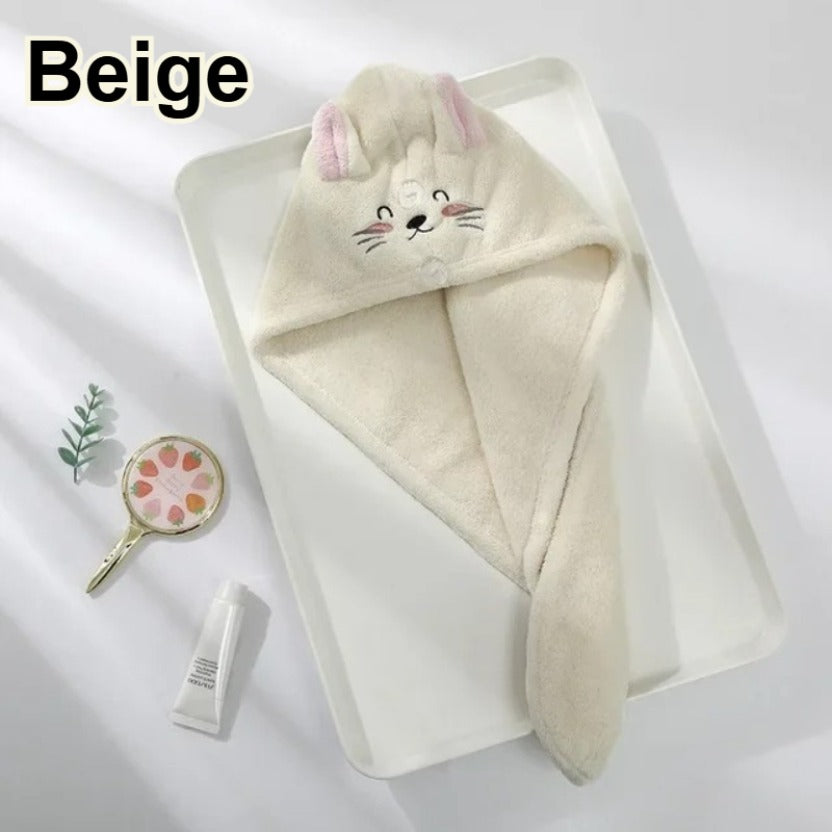 Ladies' Cute Cat Ear Hair Towel | Quick-drying Microfiber Dry Hair Cap, Highly Absorbent, Suitable for Wet Hair After Bathing, Showering and Swimming Pool - Modern Polyester Fabric, Solid Color, Machine Washable