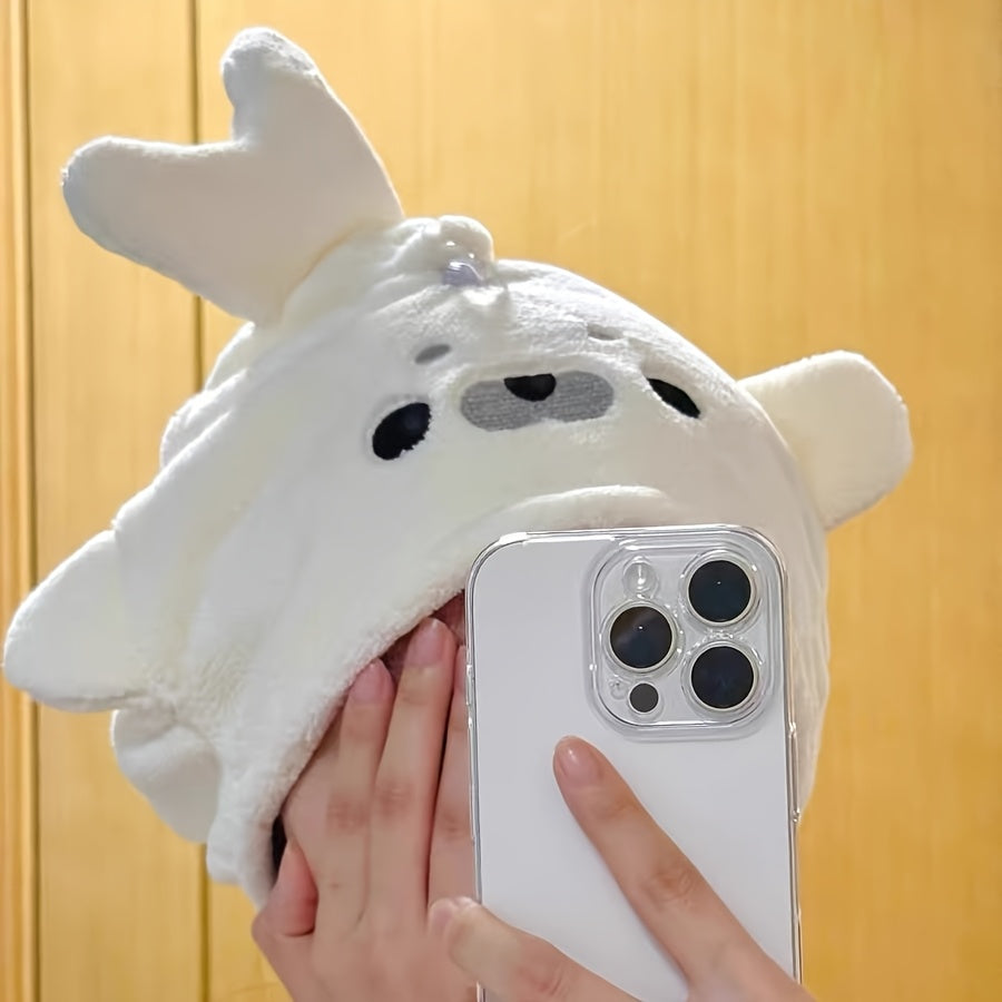 2pcs Cute Seal-Shaped Hair Towel Cap | Coral Fleece Quick-Dry Swim Cap Suitable for Shower, Bath, Swimming, Spa - Adorable Seal Design Hair Drying Wrap, Polyester