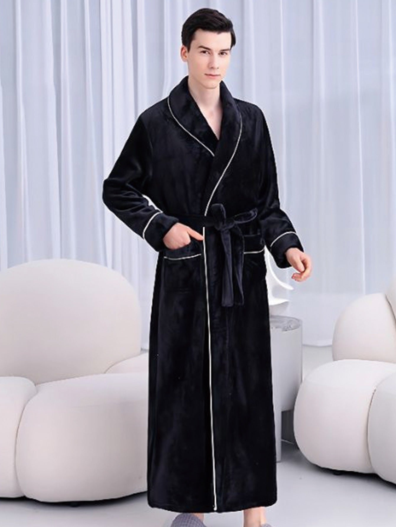 Thickened Extended Length Flannel Couples Robe Womens Winter Pajamas Bath Gown Bathrobe Mens Autumn Coral Loungewear