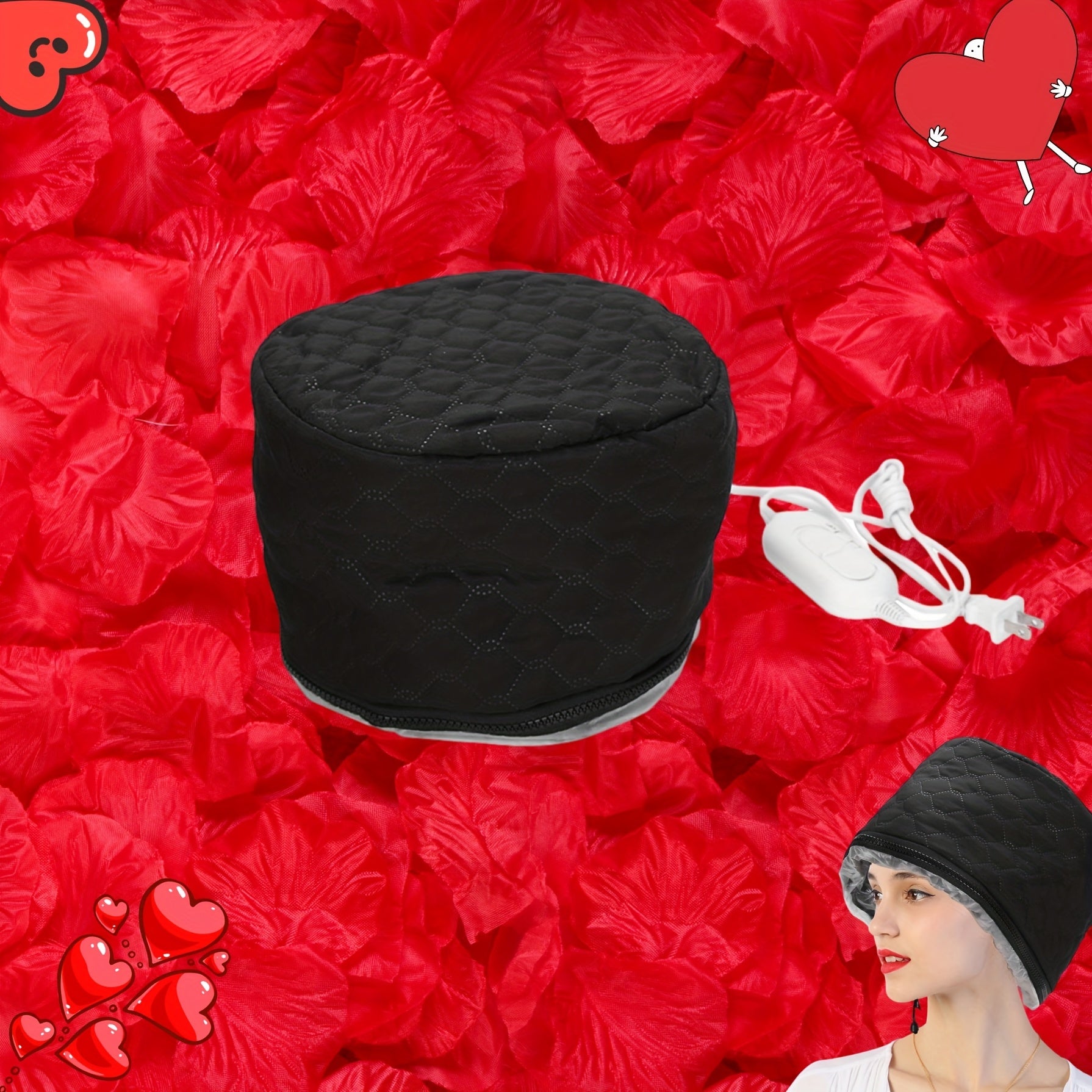 Winter  Hair Cap, Heat Cap for Deep Conditioning, Intelligent Temperature Control Thermal Cap for Hair Steamer Cap for Natural Hair Portable Electric Heat Hair Spa Cap for Home Use (Black)