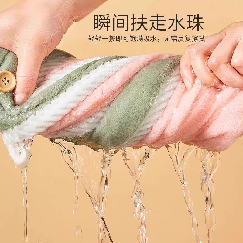 Women' Quick-Dry Hair Cap with Double-Layer Thickened Hair Towel - Super Absorbent Suitable for Wet Hair Care, Shampoo & Post-Swimming, Quick-Drying Cap for Curly\u002FTextured Hair, Hair Hemming & Blowouts