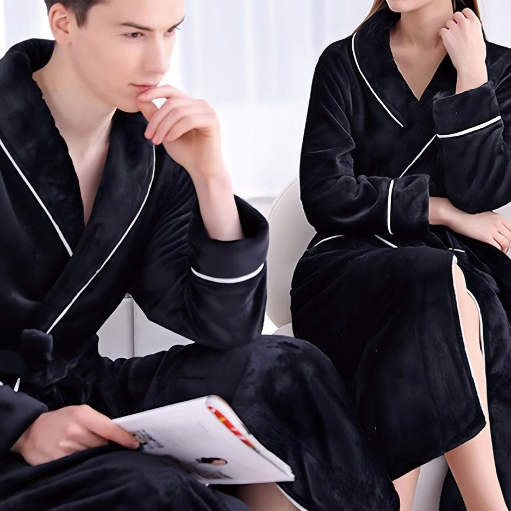 Thickened Extended Length Flannel Couples Robe Womens Winter Pajamas Bath Gown Bathrobe Mens Autumn Coral Loungewear