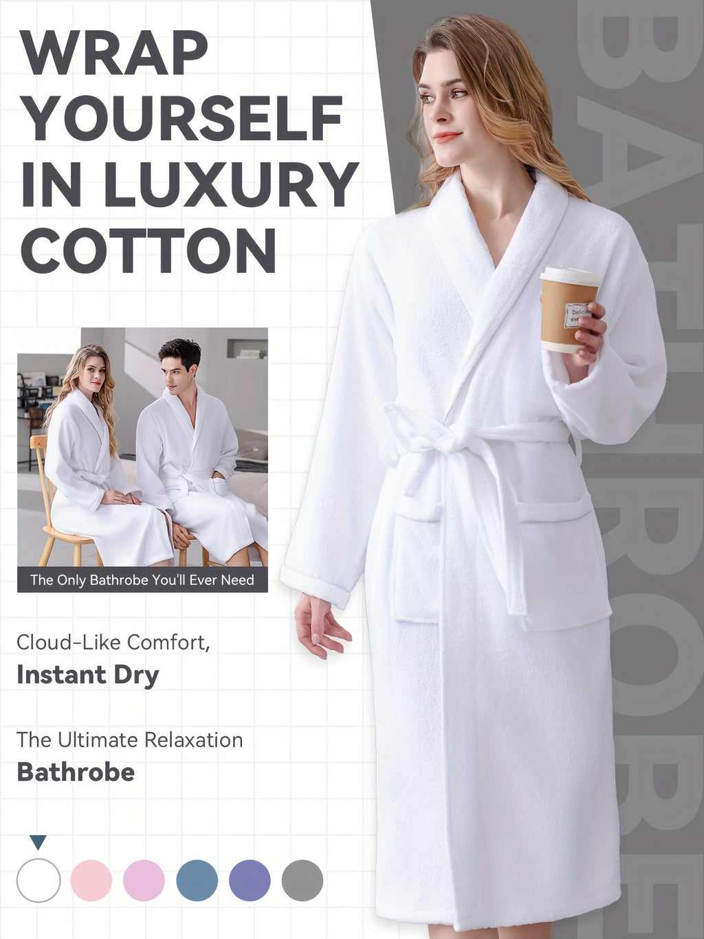 Comfy Waffle Weave Bathrobe Halloween Lightweight Waffle Weave Robe - Plush Blend, Quick-Dry & Breathable |Christmas Resort Style Spa Robe for Men & Women