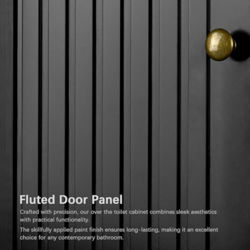 Over The Toilet Storage Cabinet Over The Toilet Storage with Fluted Door Over The Toilet Cabinet with Adjustable Shelf Above The Toilet Storage Cabinet for Bathroom Organizer Black