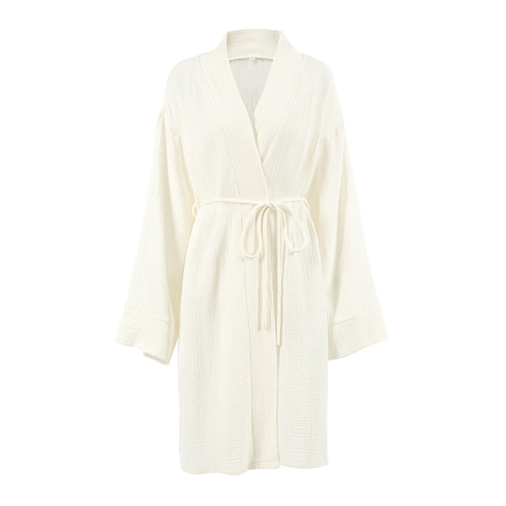 New Breathable Comfortable Lace-Up Long Sleeve Robe Loose Pajamas Autumn Homewear for Women
