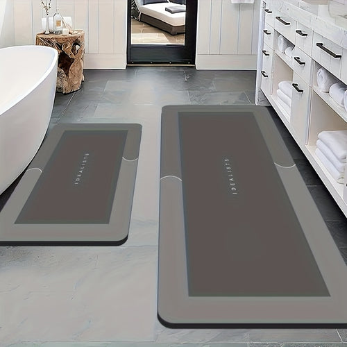 2-pcs Thickened Kitchen and Bathroom Floor Mat Set | Anti-slip, Water-absorbing, Door Foot Pads, and Wipe-clean, Suitable for Kitchens, Bathrooms, and Entrance Doors, Perfect Gift