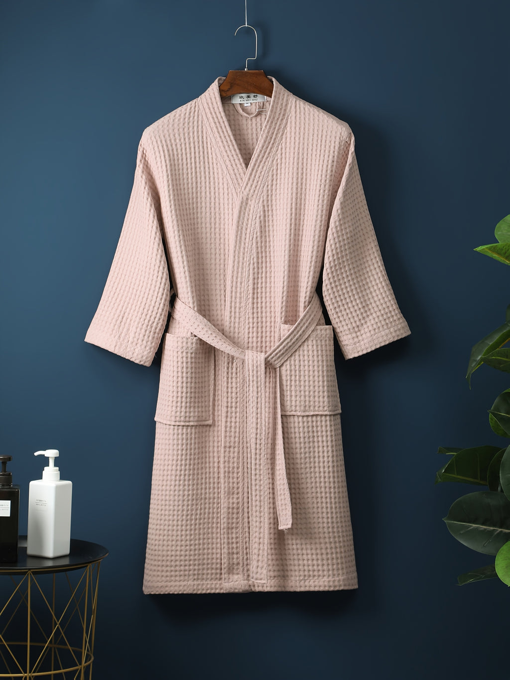 Comfy Waffle Knit Bathrobe for Men & Women | Lightweight, Soft, Breathable, Quick Dry, V-neck, Long Sleeve, Belted, All-season