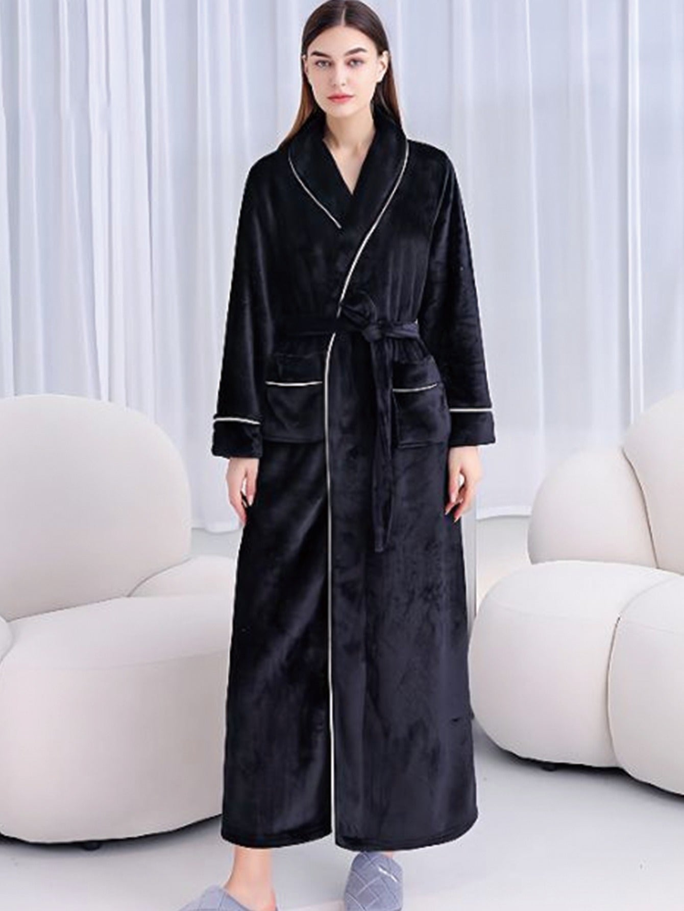 Thickened Extended Length Flannel Couples Robe Womens Winter Pajamas Bath Gown Bathrobe Mens Autumn Coral Loungewear