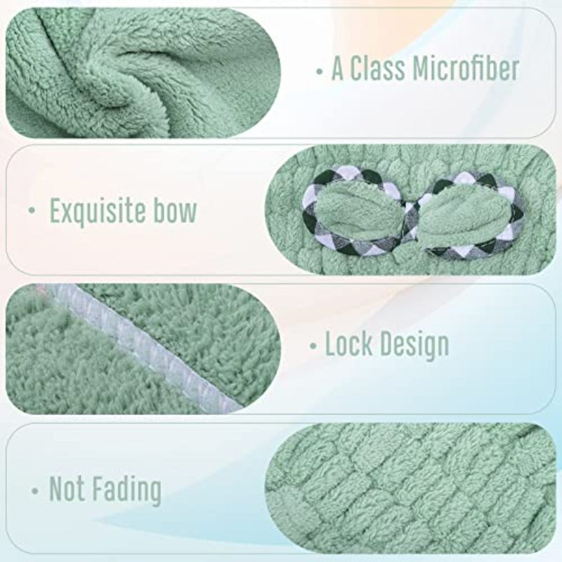 2pcs Women's Quick-Dry Hair Drying Caps with Bow-Knot - Microfiber & Coral Velvet Hair Towel Turban, Beige & Mint Green, One Size Fits Most for Long\u002FShort Hair, Post-Shower, Swim, Gym - Frizz-Free, Machine Washable Hair Wrap
