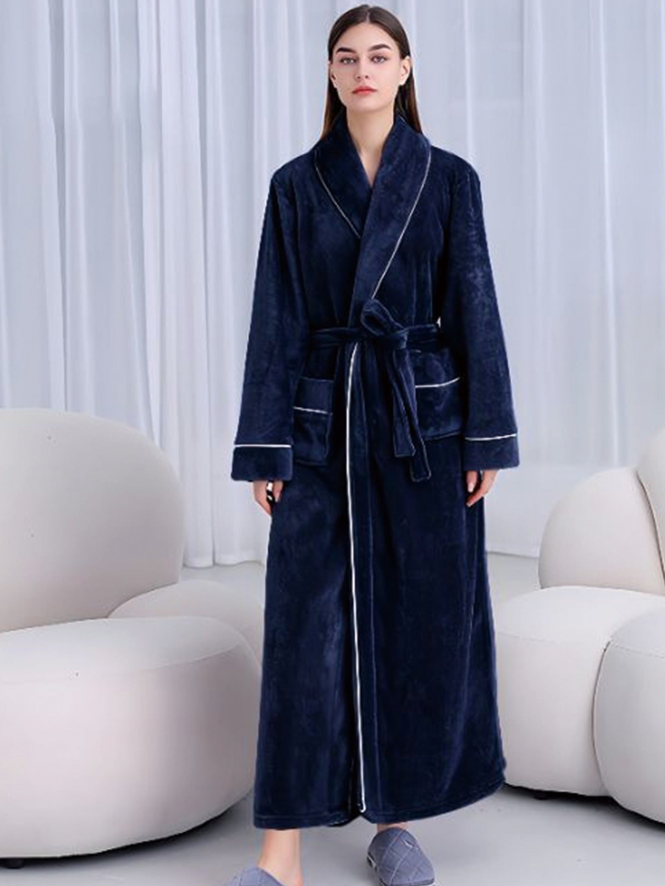 Thickened Extended Length Flannel Couples Robe Womens Winter Pajamas Bath Gown Bathrobe Mens Autumn Coral Loungewear