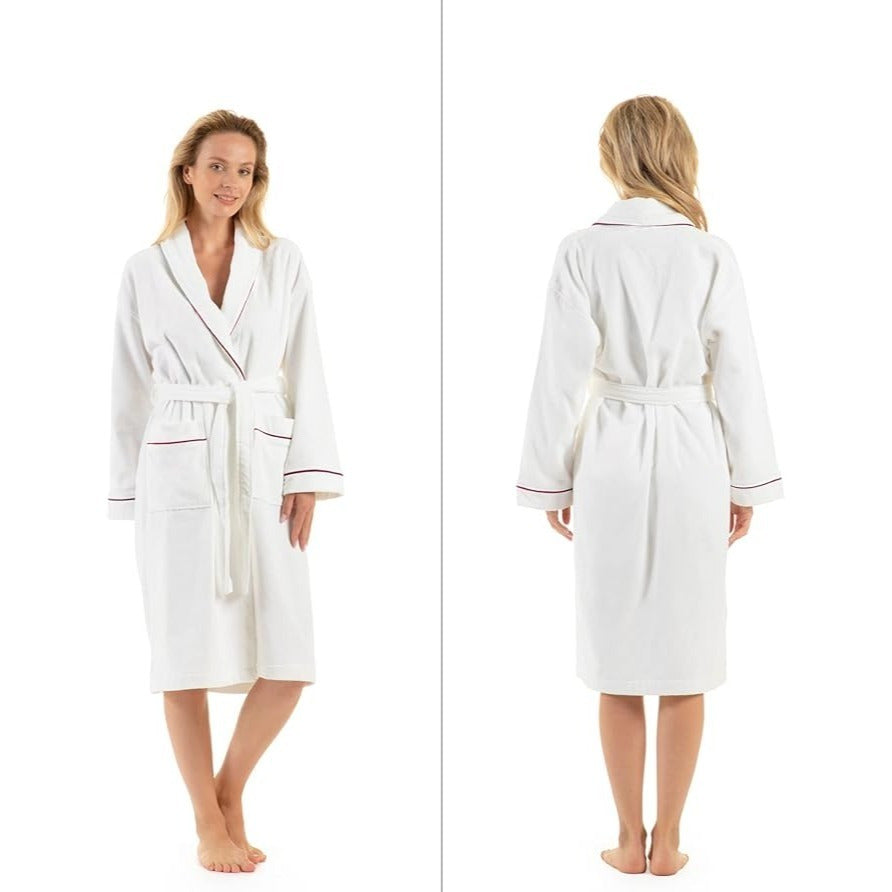 English Home Premium Cotton Dressing Gown for Women Men 1 Piece, Lightweight Mens Robe, Unisex Bathrobe, Super Soft Terry Towel Ladies Spa Robe, Birthday Gifts for Women, Man, White