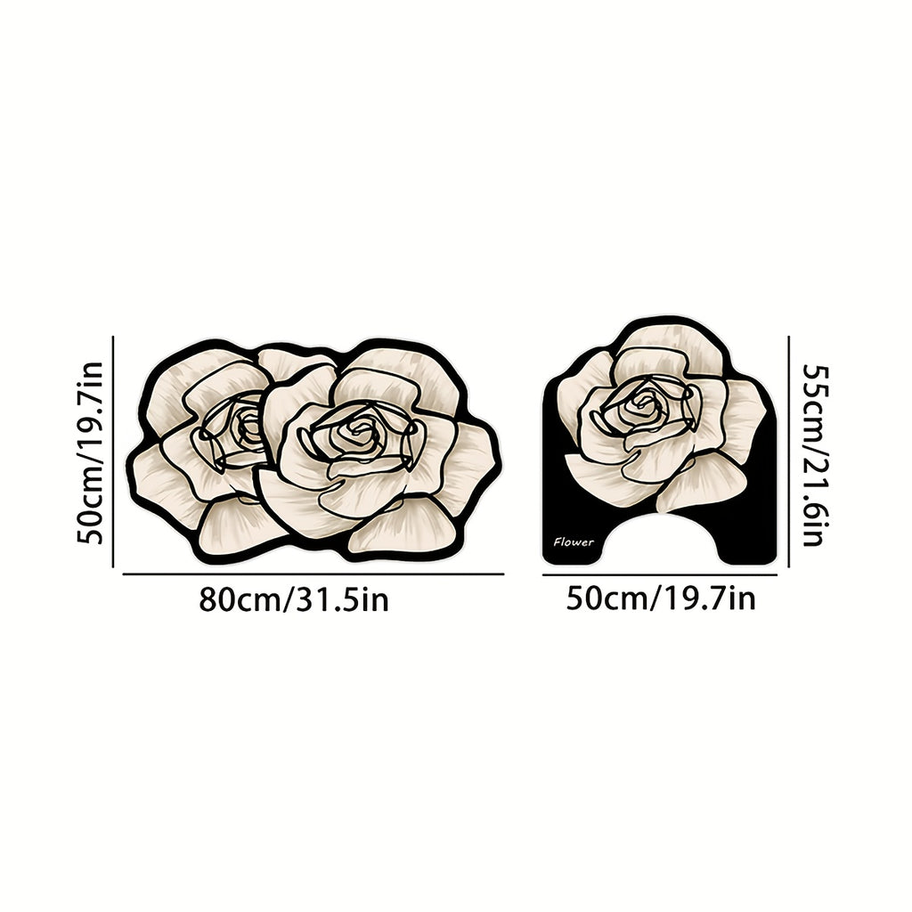 3pcs Premium Elegant Floral Bathroom Toilet Mat Set, Non-slip, Multifunctional, Quick-drying, Absorbent, Diatomite Bathroom Door Mat, Holiday Gift, Light Luxury