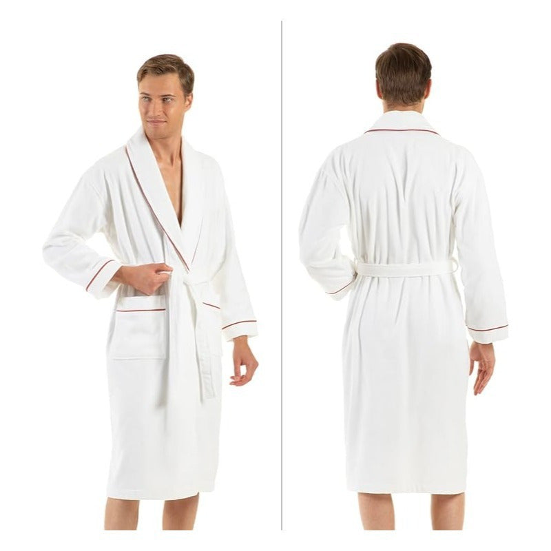English Home Premium Cotton Dressing Gown for Women Men 1 Piece, Lightweight Mens Robe, Unisex Bathrobe, Super Soft Terry Towel Ladies Spa Robe, Birthday Gifts for Women, Man, White