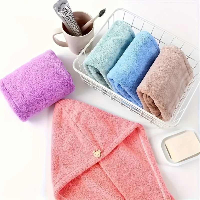 5pcs Quick Dry Microfiber Hair Towel - Super Absorbent Coral Dryer Cap, Unscented, 100%, Soft and Lightweight, Suitable for Wet Hair, Modern Style, No Batteries, Bathroom Hair Towel, Quick Drying Towel, Modern Towel Design, Micro