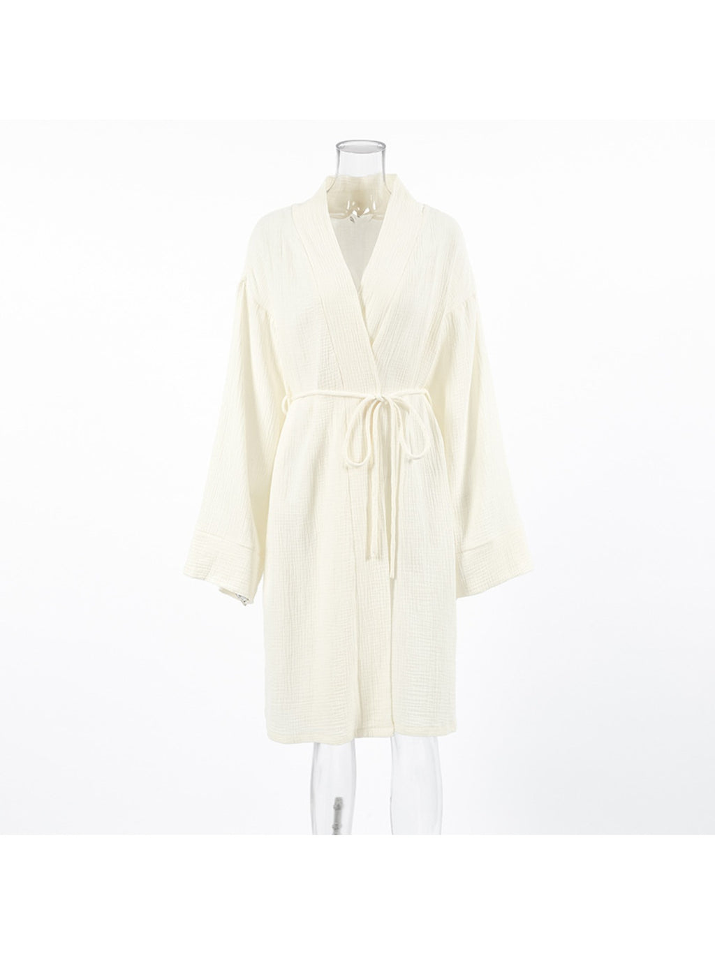 New Breathable Comfortable Lace-Up Long Sleeve Robe Loose Pajamas Autumn Homewear for Women